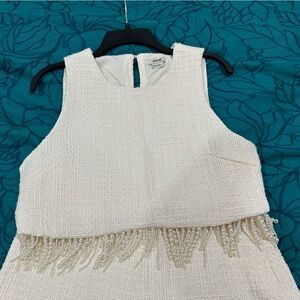 JASON WU 2pc Short Set Cream Pearl Accent Crop Top and Shorts Size 4